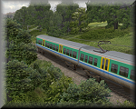 openBVE screenshot showing class 323 exterior car objects on the Cross-City South route Preview image